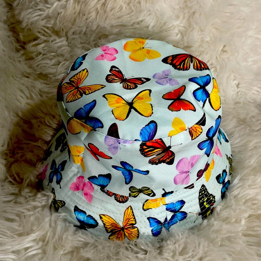 Coloful butterfly reversible festival bucket hat